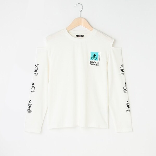 【WEB限定】肩あきPVCパッチ長袖Tシャツ