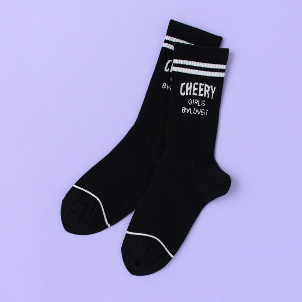 ロゴラインクルー丈ソックス【日本製】