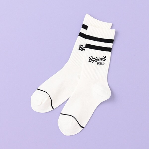 ラインロゴクルーソックス【日本製】