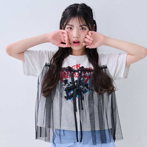 チュール付きバンドTシャツ