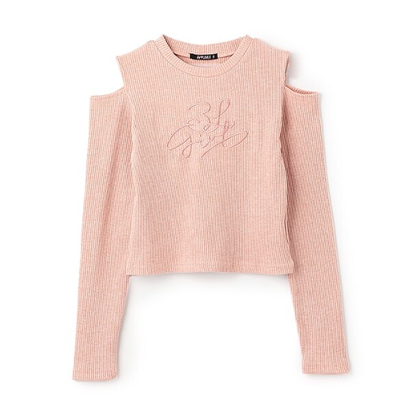 テレコ肩スリット長袖Tシャツ