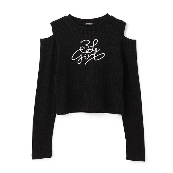 テレコ肩スリット長袖Tシャツ