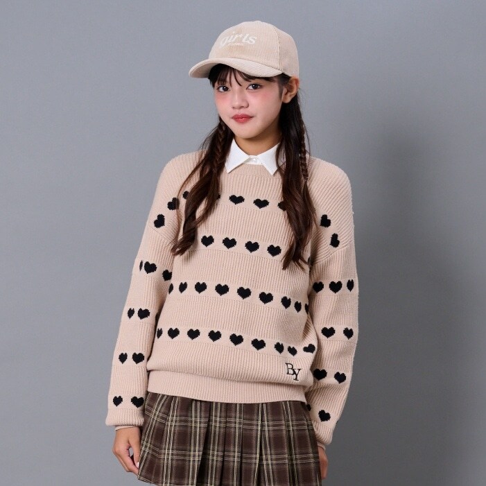 ハートボーダーニット