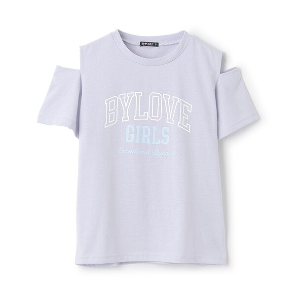 【接触冷感】肩開きテキストTシャツ