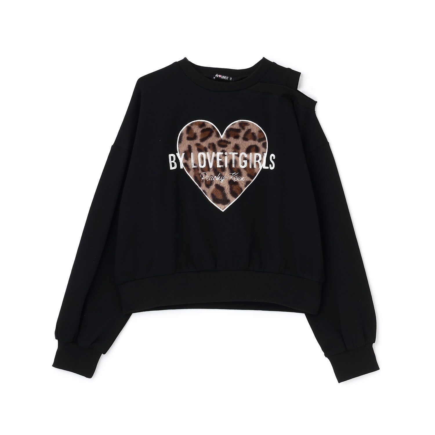 ハートパッチ肩開きトレーナー