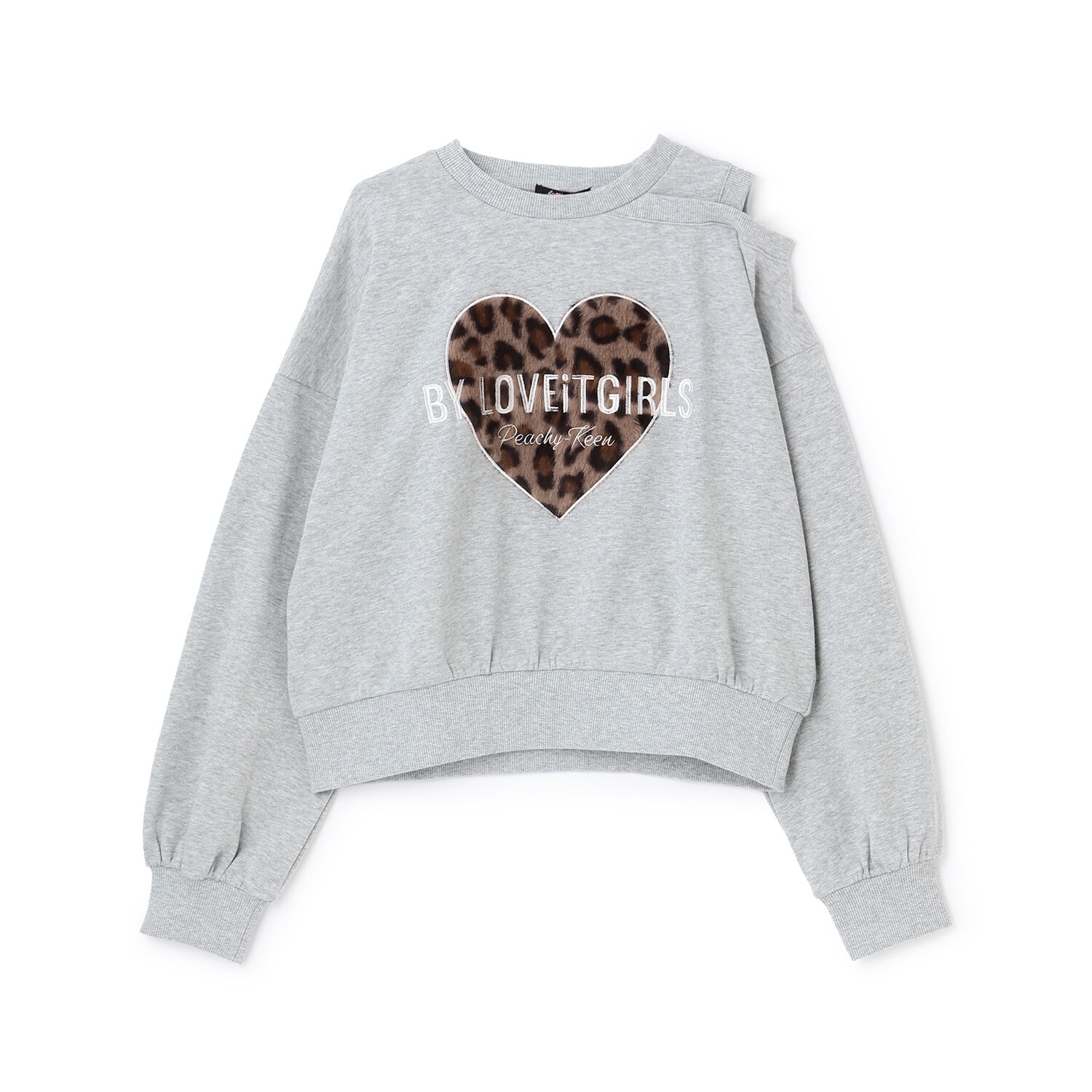 ハートパッチ肩開きトレーナー