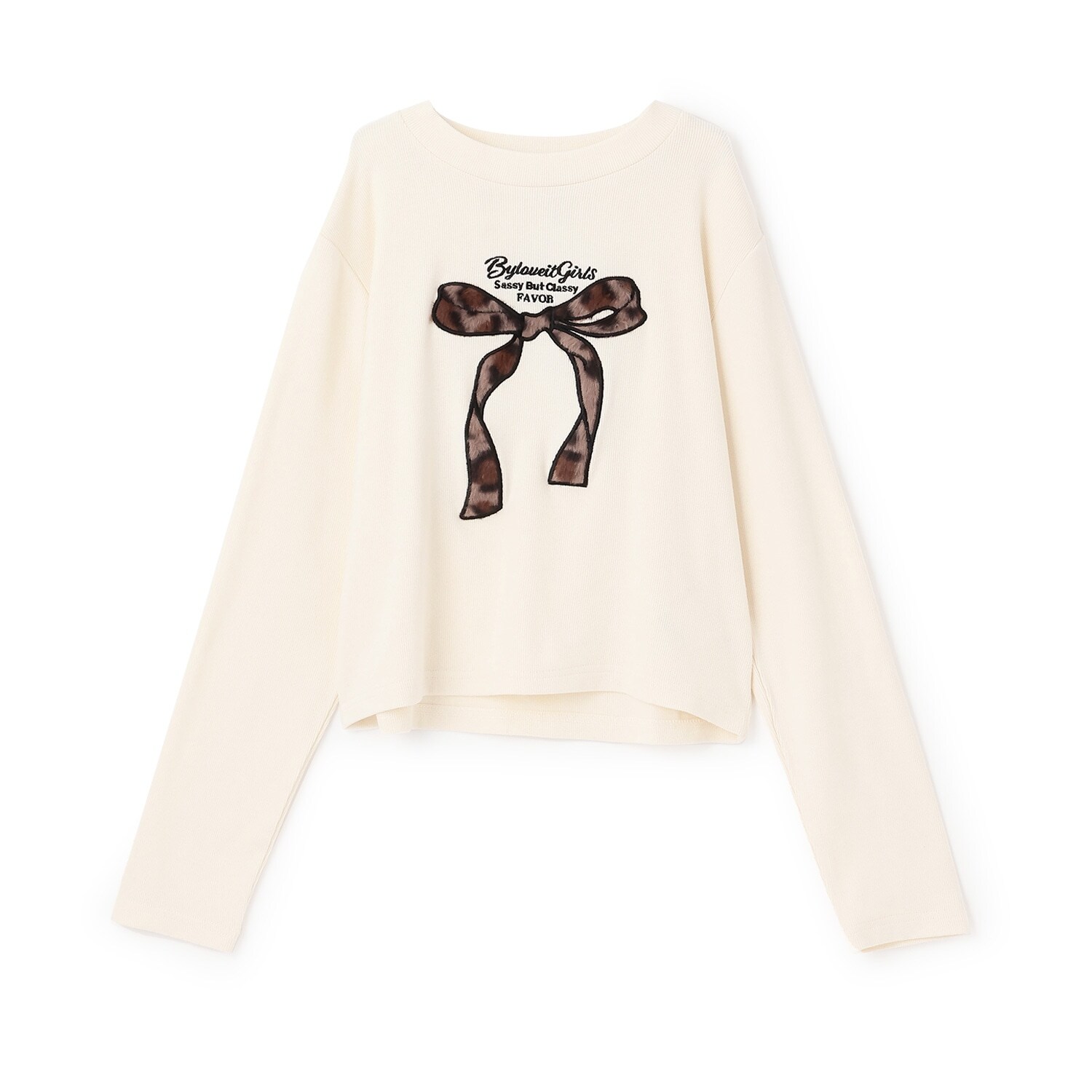 リボンパッチ長袖Tシャツ