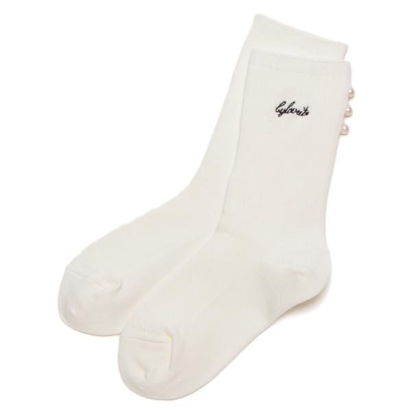 パールビーズつきクルーソックス