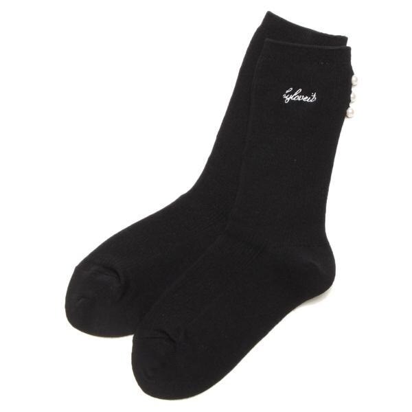 パールビーズつきクルーソックス