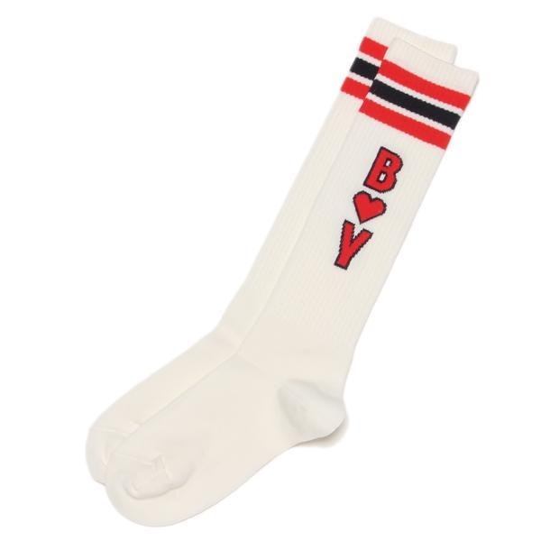 配色ライン＆ロゴ入りリブハイソックス