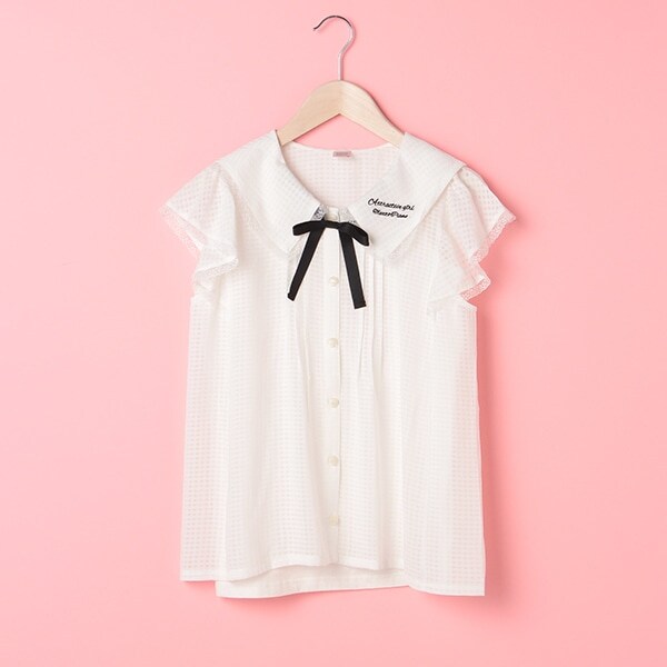 キャミソールつきリボンタイセーラーカラーブラウス