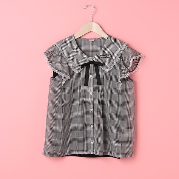 キャミソールつきリボンタイセーラーカラーブラウス