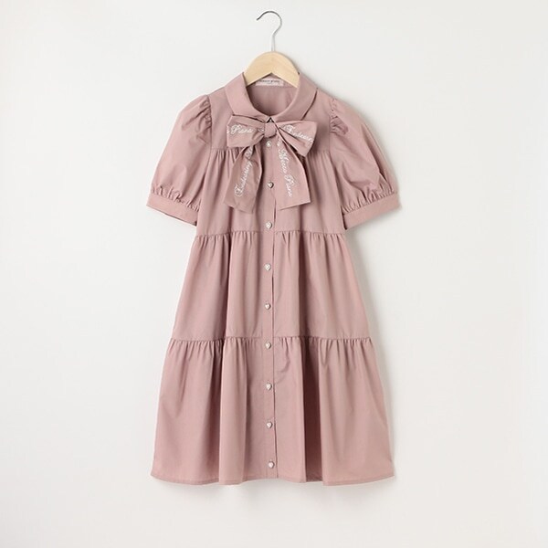 【人気商品再入荷】【直営店で取り扱い無し】リボンつきティアードワンピース