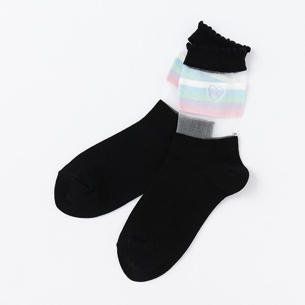 【リピート】【直営店で取り扱い無し】シースルーレインボークルーソックス【日本製】