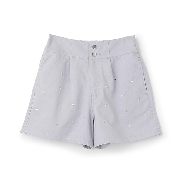 【人気商品再入荷】【直営店で取り扱い無し】パール&ラインストーンつきハイウエストショートパンツ