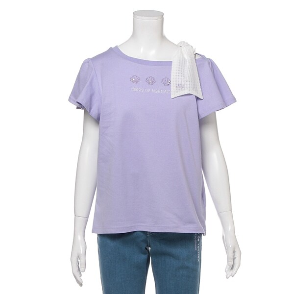 シェル刺しゅうリボンワンショルTシャツ