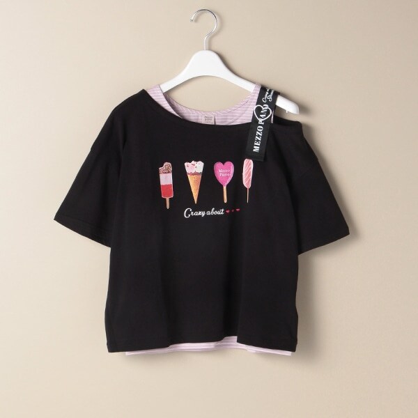 ロゴワンショルダーアイスプリントTシャツ×タンクトップセット