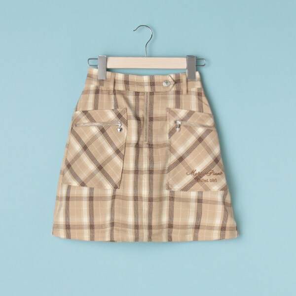 チェック柄台形ジップスカパン