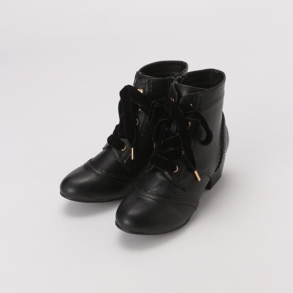 ベロアレースアップショートブーツ
