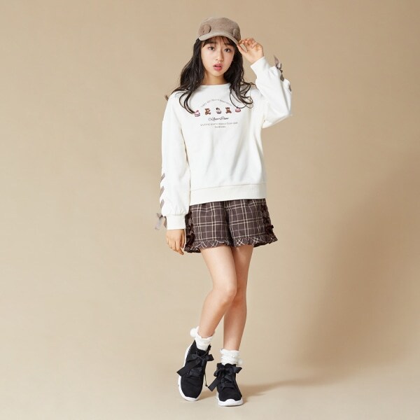 チェック柄フリルショートパンツ