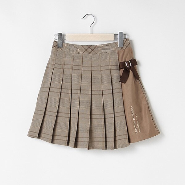 ラップ風プリーツチェックスカパン