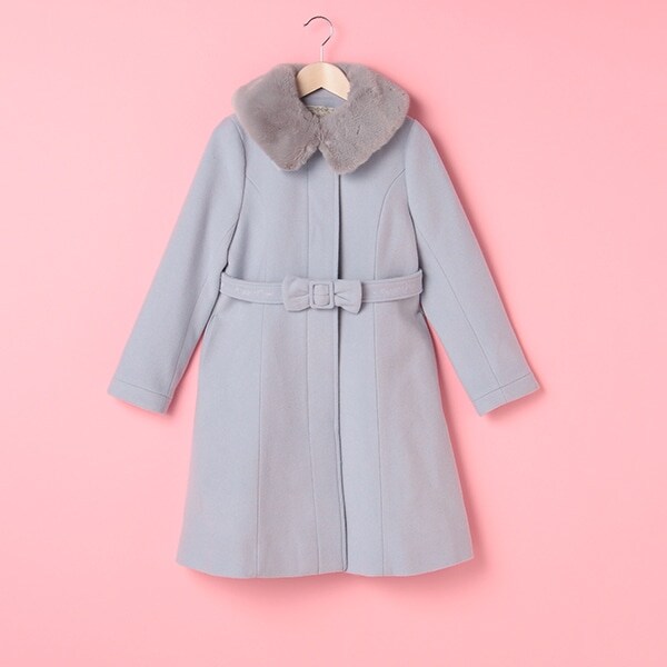 フェイクファー衿つきウールコート