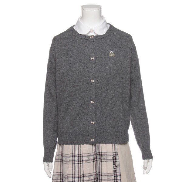 ハイゲージリボンボタンカーディガン