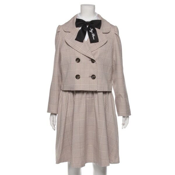 チェック柄ジャケット×サスペンダースカート×リボンタイ3点セット