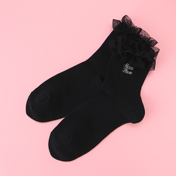 抗菌防臭 チュールフリルクルーソックス