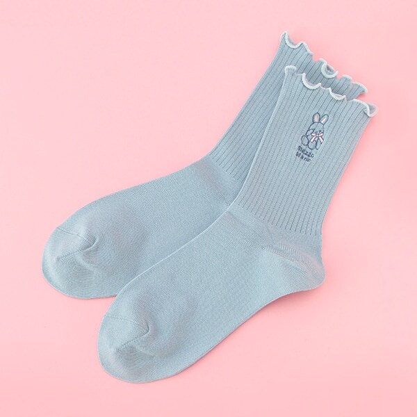 モチーフ刺しゅうメロウ始末クルーソックス