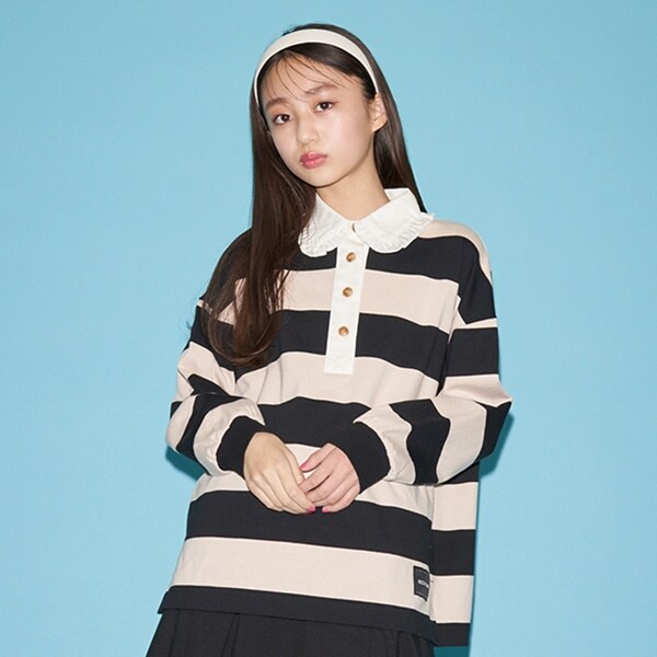 フリル衿ラガーシャツ