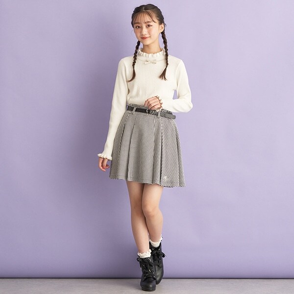 ハートバックルベルトつきプリーツスカパン