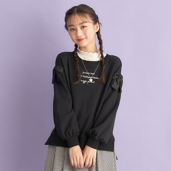 ネックレスつき肩リボントレーナー