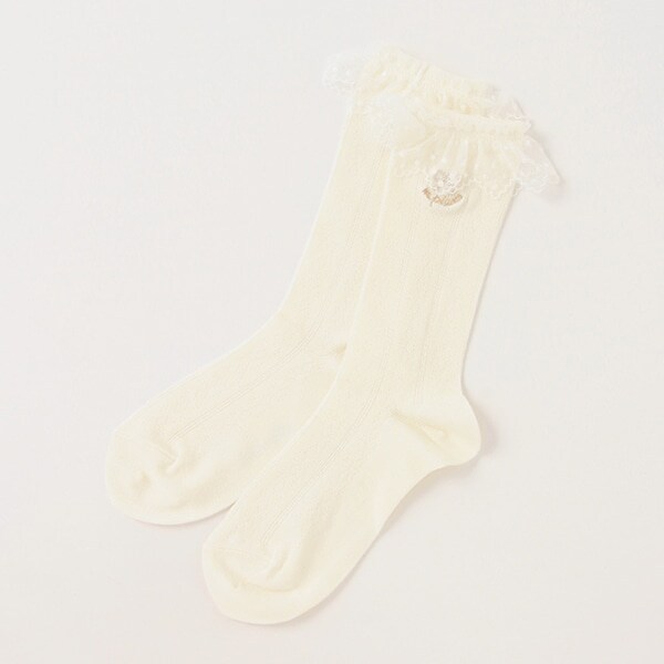 チュールレースフリルクルーソックス【日本製】