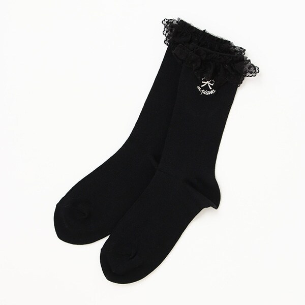 チュールレースフリルクルーソックス【日本製】