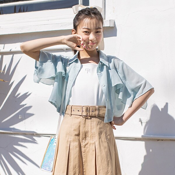 短丈フリルシャツ&タンクトップセット