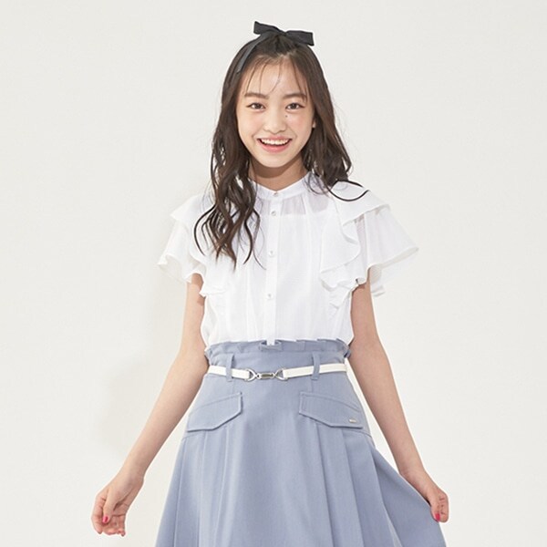 後ろリボンフリルブラウス