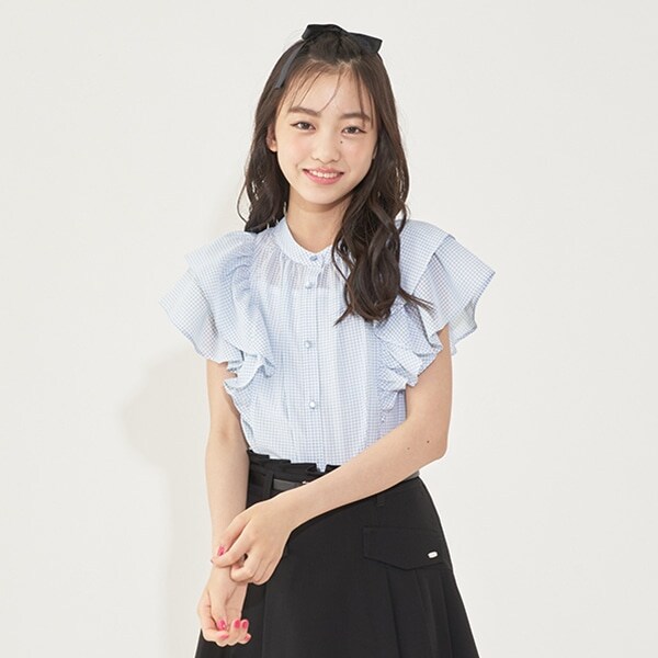 後ろリボンフリルブラウス