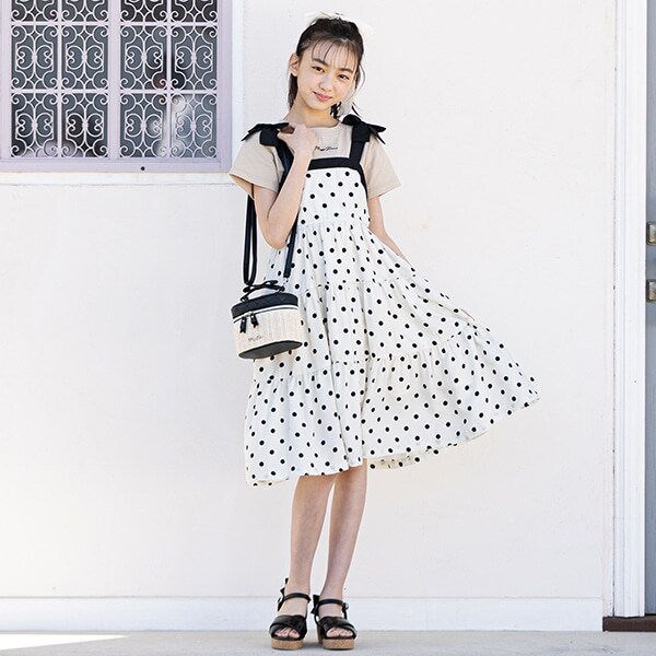 肩リボンティアードワンピース＆Tシャツセット