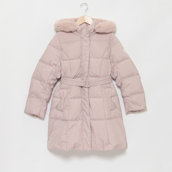 【撥水】ベルトつきリボンポケットロングダウンコート