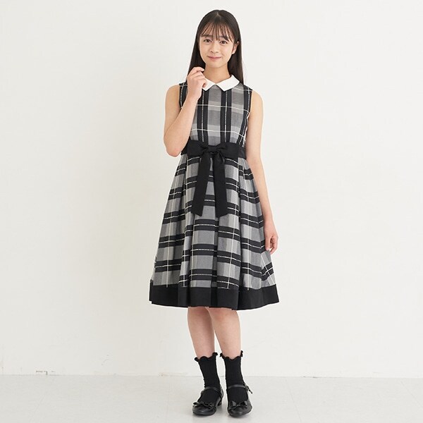 ブロックチェックワンピースドレス