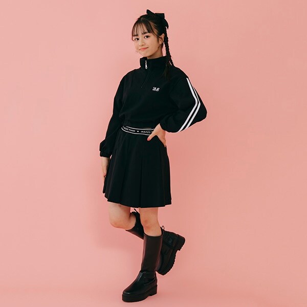 ハーフジップ＆プリーツスカパンセットアップ