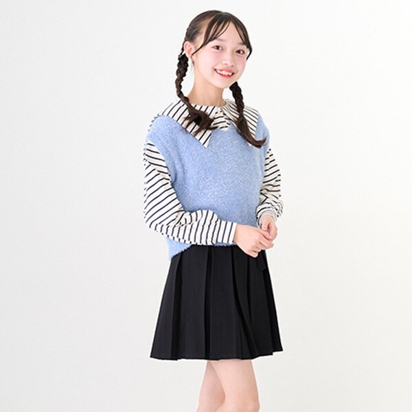 ハートバックルベルト ボックスプリーツスカパン