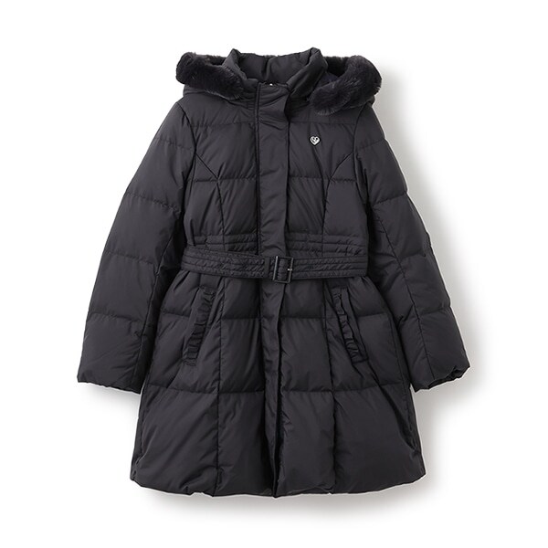 【撥水】ベルトつきリボンポケットロングダウン