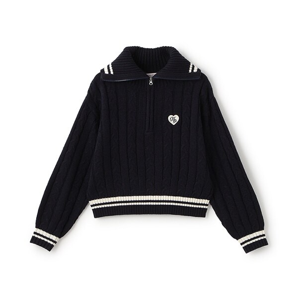 ハーフジップセーラーニット