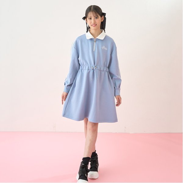 ハーフジップサイドラインワンピース