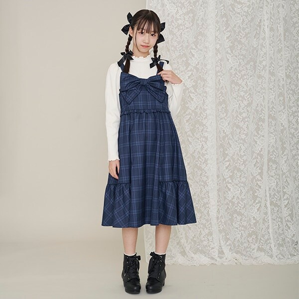 フロントリボンジャンパースカート＆Tシャツセット