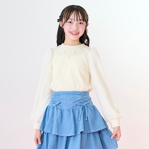 袖シアーネックレスTシャツ