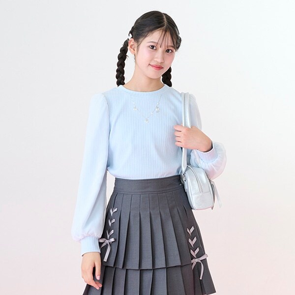 袖シアーネックレスTシャツ