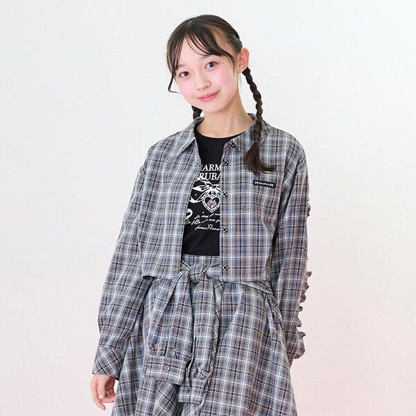 クロップド丈フリルシャツ